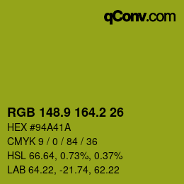 カラーコード: RGB 148.9 164.2 26 | qconv.com