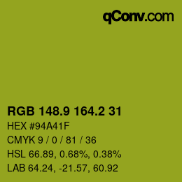 カラーコード: RGB 148.9 164.2 31 | qconv.com