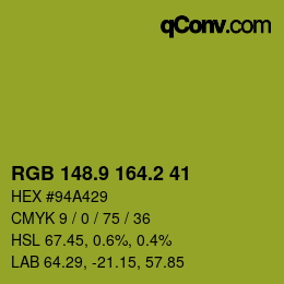 カラーコード: RGB 148.9 164.2 41 | qconv.com