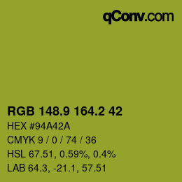 カラーコード: RGB 148.9 164.2 42 | qconv.com