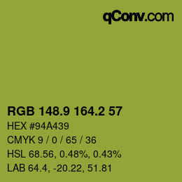 カラーコード: RGB 148.9 164.2 57 | qconv.com