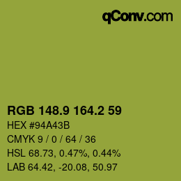 カラーコード: RGB 148.9 164.2 59 | qconv.com