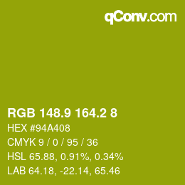 カラーコード: RGB 148.9 164.2 8 | qconv.com