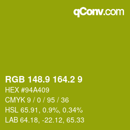 カラーコード: RGB 148.9 164.2 9 | qconv.com
