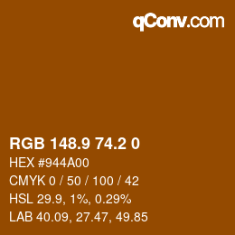 Color code: RGB 148.9 74.2 0 | qconv.com