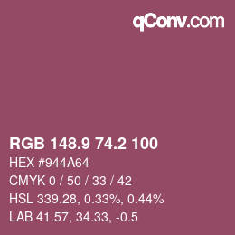 カラーコード: RGB 148.9 74.2 100 | qconv.com