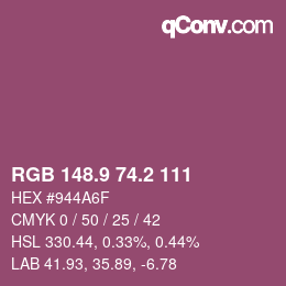 Color code: RGB 148.9 74.2 111 | qconv.com