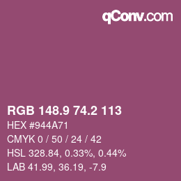 カラーコード: RGB 148.9 74.2 113 | qconv.com