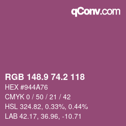 カラーコード: RGB 148.9 74.2 118 | qconv.com