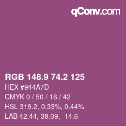 カラーコード: RGB 148.9 74.2 125 | qconv.com