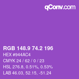 カラーコード: RGB 148.9 74.2 196 | qconv.com