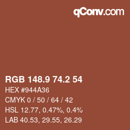 Color code: RGB 148.9 74.2 54 | qconv.com
