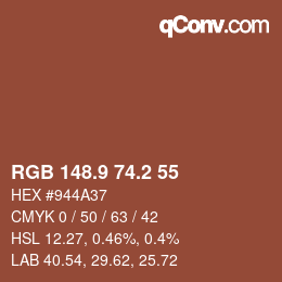 カラーコード: RGB 148.9 74.2 55 | qconv.com