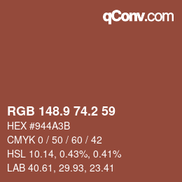 Color code: RGB 148.9 74.2 59 | qconv.com
