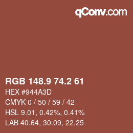 Color code: RGB 148.9 74.2 61 | qconv.com