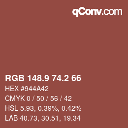 Color code: RGB 148.9 74.2 66 | qconv.com