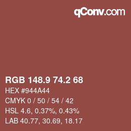 Color code: RGB 148.9 74.2 68 | qconv.com
