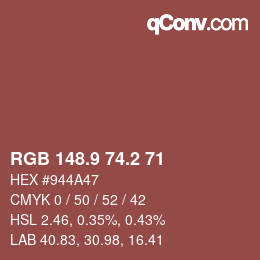 カラーコード: RGB 148.9 74.2 71 | qconv.com