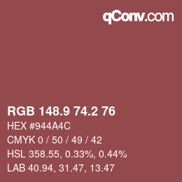 Color code: RGB 148.9 74.2 76 | qconv.com