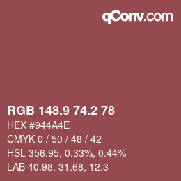 Color code: RGB 148.9 74.2 78 | qconv.com
