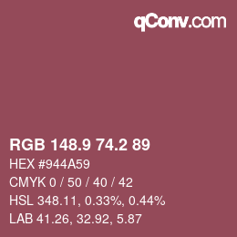 カラーコード: RGB 148.9 74.2 89 | qconv.com