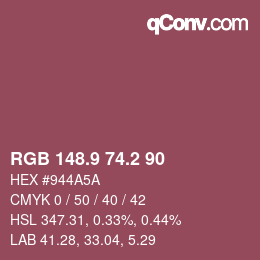 カラーコード: RGB 148.9 74.2 90 | qconv.com