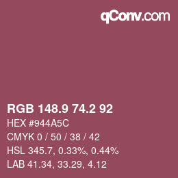 Color code: RGB 148.9 74.2 92 | qconv.com