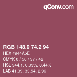 カラーコード: RGB 148.9 74.2 94 | qconv.com