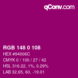 颜色代码: RGB 148 0 108 | qconv.com