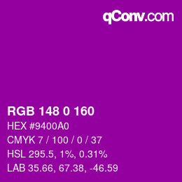 Color code: RGB 148 0 160 | qconv.com
