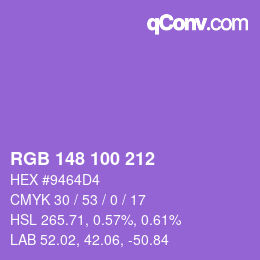 Color code: RGB 148 100 212 | qconv.com