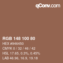 Color code: RGB 148 100 80 | qconv.com