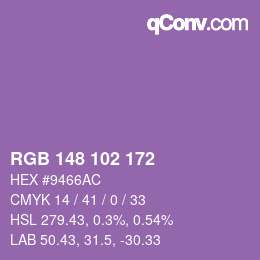 Color code: RGB 148 102 172 | qconv.com