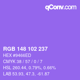 Color code: RGB 148 102 237 | qconv.com