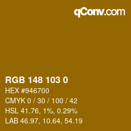 Color code: RGB 148 103 0 | qconv.com