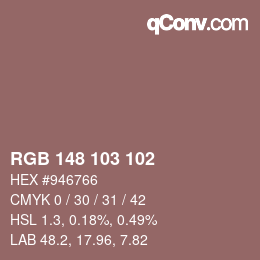 カラーコード: RGB 148 103 102 | qconv.com