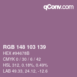 Color code: RGB 148 103 139 | qconv.com