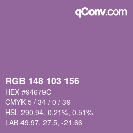 Color code: RGB 148 103 156 | qconv.com