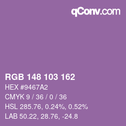 Color code: RGB 148 103 162 | qconv.com