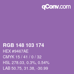Color code: RGB 148 103 174 | qconv.com