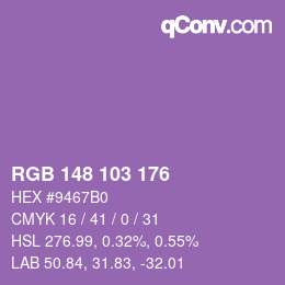 Color code: RGB 148 103 176 | qconv.com