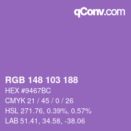 カラーコード: RGB 148 103 188 | qconv.com