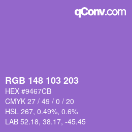 Color code: RGB 148 103 203 | qconv.com