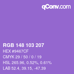 Color code: RGB 148 103 207 | qconv.com