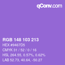 カラーコード: RGB 148 103 213 | qconv.com