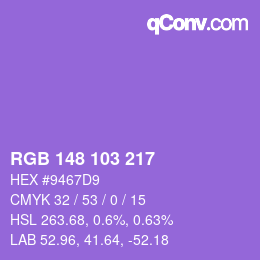 カラーコード: RGB 148 103 217 | qconv.com