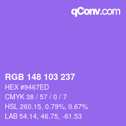 Color code: RGB 148 103 237 | qconv.com