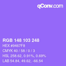 Color code: RGB 148 103 248 | qconv.com