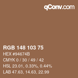 Color code: RGB 148 103 75 | qconv.com
