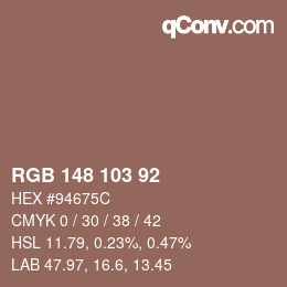 カラーコード: RGB 148 103 92 | qconv.com